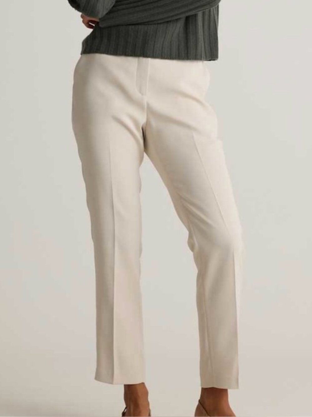 Quince crepe stretch ankle pants sand 10 office minimalist